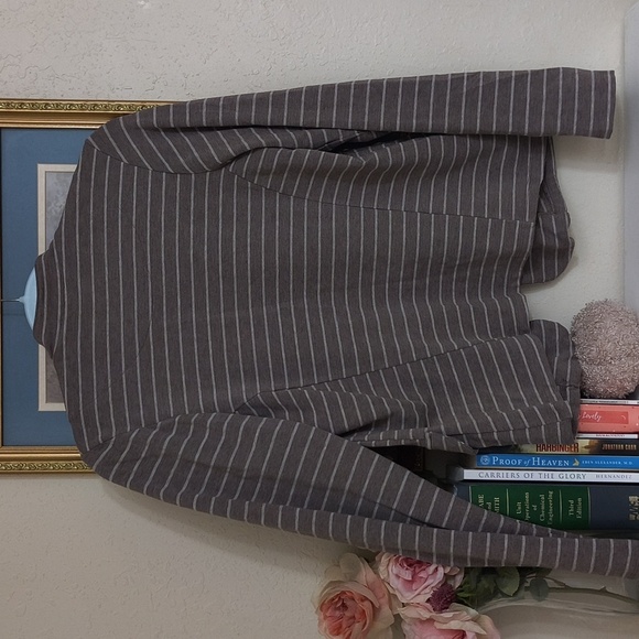 Anthropology Dolan Charcoal Striped Blazer Jacket Career Contemporary Sweater - Picture 7 of 13